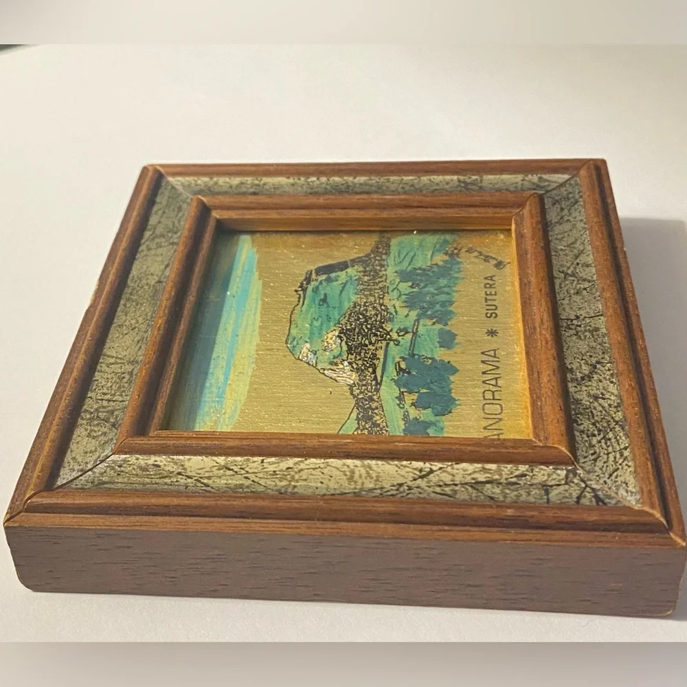 Mini Picture Hand Painted 23 K Gold Leaf Signed Italian Florentine Wall Gallery